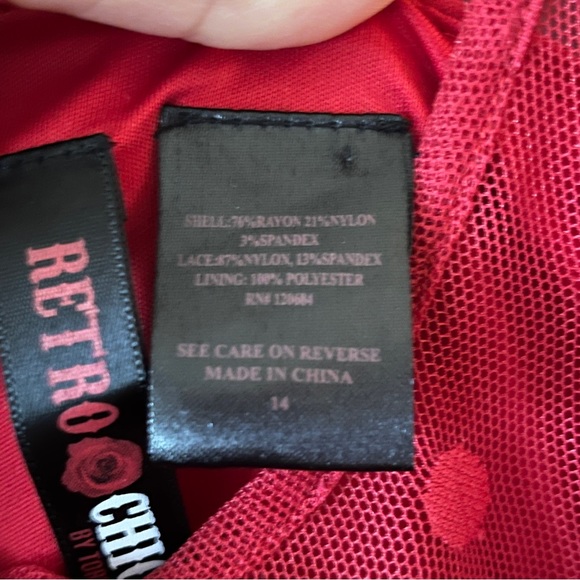 Torrid Retro Chic Dress Size 14 Red Wiggle Mesh Dot Pin-Up Rockabilly NWT $69 - Picture 4 of 12